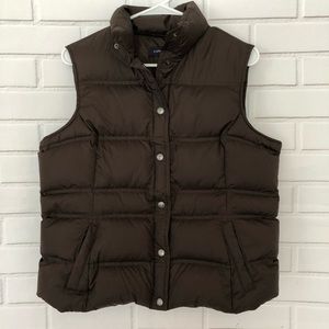 Lands End Goose Down Brown Jacket Vest petite med
